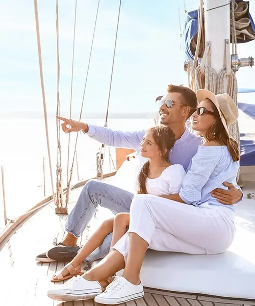 Family on a boat